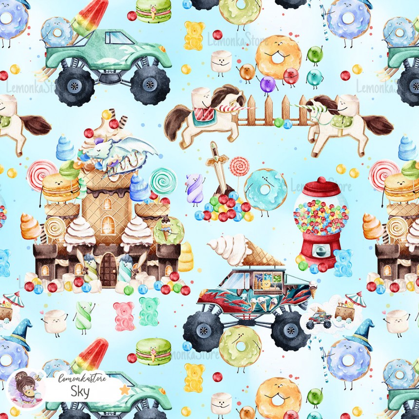 Candy Land Middle Ages Exclusive Seamless Pattern Sky